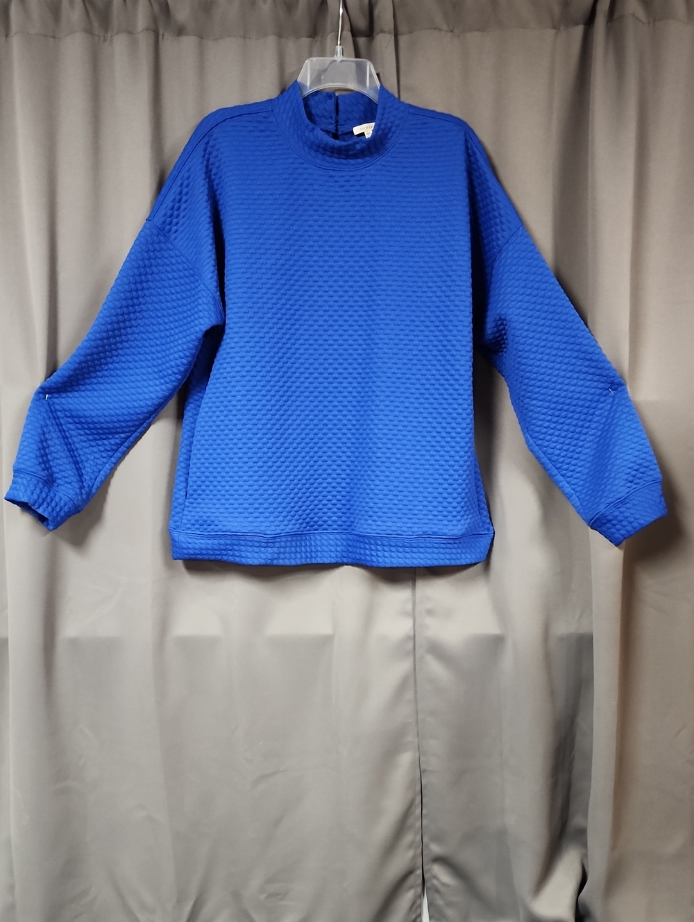 JODIFL Cobalt Blue Textured Mock Neck Sweatshirt